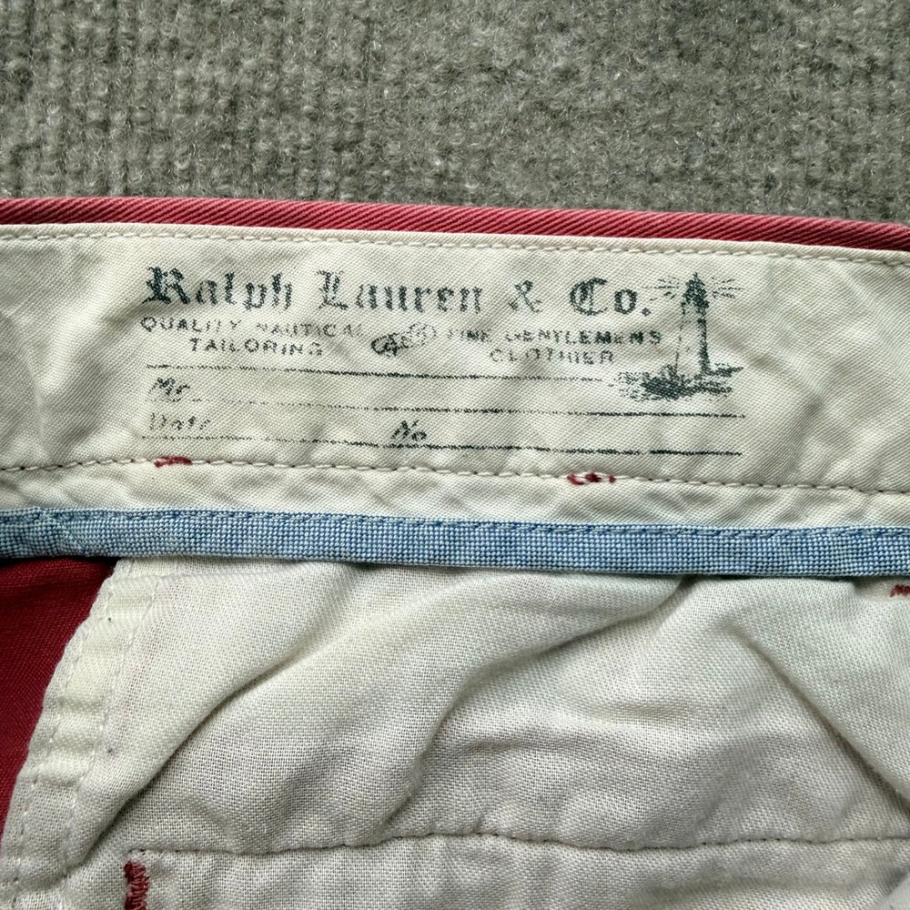 Polo Ralph Lauren Mens Salmon Pink Chino Shorts Nautical Crest Size 34 Cotton - Picture 4 of 11